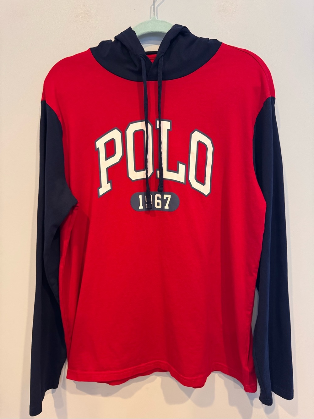 Polo Ralph Lauren Men's Colorblock Lightweight Hoodie T-Shirt Spellout 1967